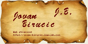 Jovan Birucić vizit kartica